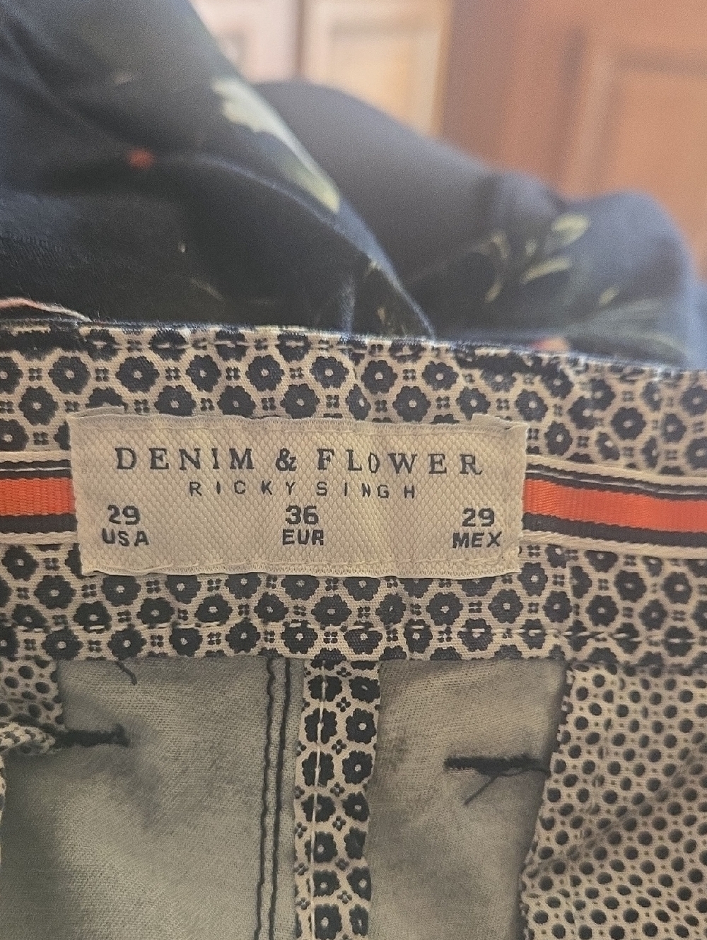 Denim & Flower Navy Floral Print Flat-Front Shorts with Red Accents - Picture 4 of 6